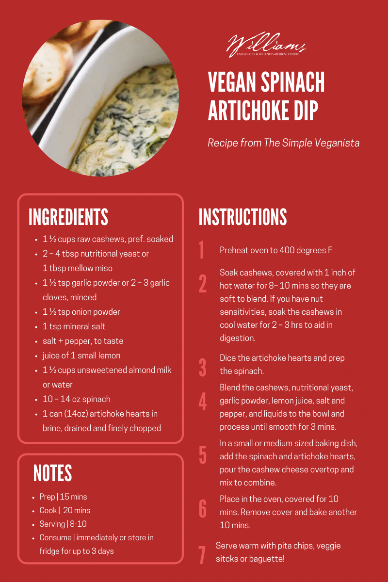 Vegan Spinach Artichoke Dip Williams Cardiology & Wellness Medical Centre